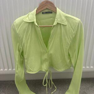 Zara satin crop shirt